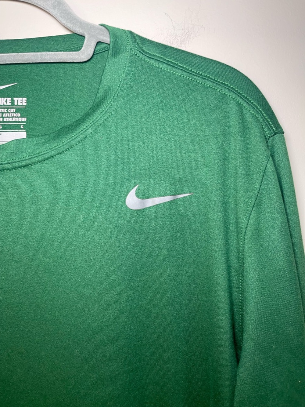 Nike Long Sleeve Dri-FIT Shirt in Green with Silver Swoosh - Picture 3 of 6